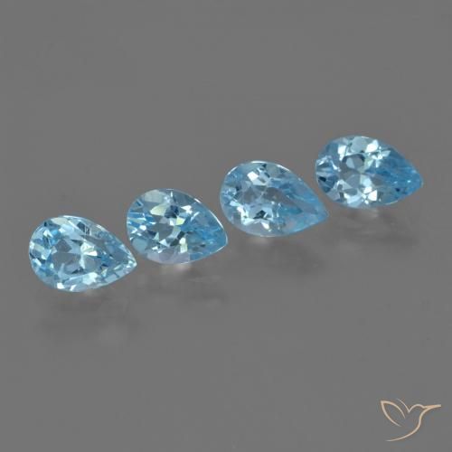 Gemas de Topacio Azul Suizo natural de 3.11 ct, En forma de pera, VVS-VS