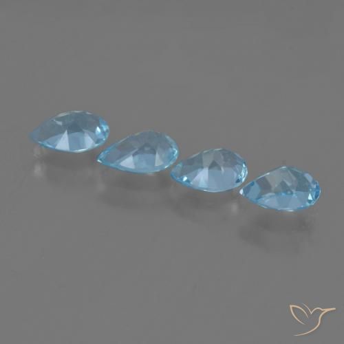 Gemas de Topacio Azul Suizo natural de 3.11 ct, En forma de pera, VVS-VS