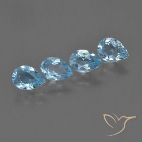 Gemas de Topacio Azul Suizo natural de 3.04 ct, En forma de pera, VVS-VS