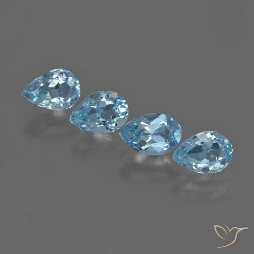 3.17ctw Natural Azul Suizo Topacio, En forma de pera, VVS-VS