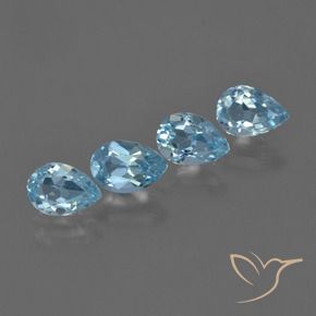 Gemas de Topacio Azul Suizo natural de 3.17 ct, En forma de pera, VVS-VS