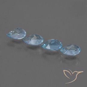 Gemas de Topacio Azul Suizo natural de 3.17 ct, En forma de pera, VVS-VS