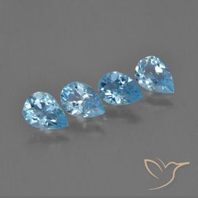 Gemas de Topacio Azul Suizo natural de 2.87 ct, En forma de pera, VVS-VS