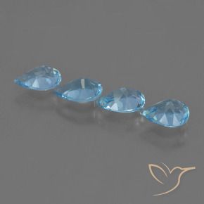 Gemas de Topacio Azul Suizo natural de 2.87 ct, En forma de pera, VVS-VS
