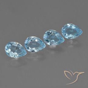 Gemas de Topacio Azul Cielo natural de 3.39 ct, En forma de pera, VVS-VS