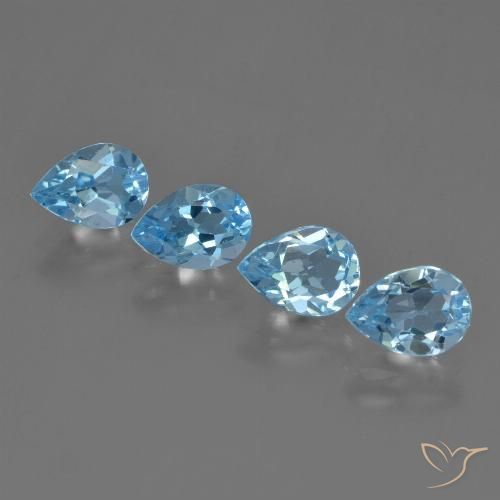3.42ctw Natural Azul Suizo Topacio, En forma de pera, VVS-VS
