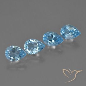 Gemas de Topacio Azul Suizo natural de 3.42 ct, En forma de pera, VVS-VS