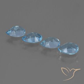 Gemas de Topacio Azul Suizo natural de 3.42 ct, En forma de pera, VVS-VS