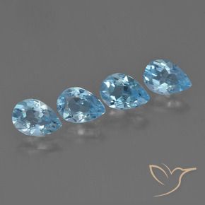Gemas de Topacio Azul Suizo natural de 3.09 ct, En forma de pera, VVS-VS