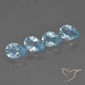 Gemas de Topacio Azul Cielo natural de 3.16 ct, En forma de pera, VVS-VS