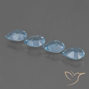Gemas de Topacio Azul Cielo natural de 3.16 ct, En forma de pera, VVS-VS