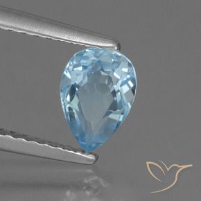 Topacio Azul Cielo natural de 0.84 ct, En forma de pera, VS
