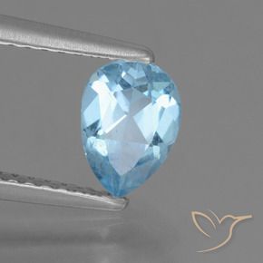 Topacio Azul Suizo natural de 0.85 ct, En forma de pera, VS