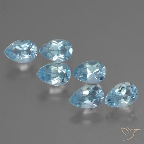 3.20ctw Natural Azul Suizo Topacio, En forma de pera, VS
