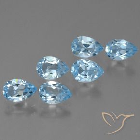 Gemas de Topacio Azul Suizo natural de 2.89 ct, En forma de pera, VS