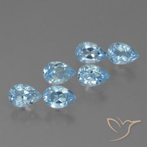 Gemas de Topacio Azul Suizo natural de 3.69 ct, En forma de pera, VS