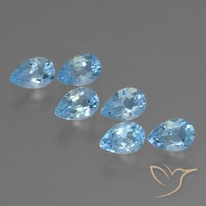 Gemas de Topacio Azul Suizo natural de 3.07 ct, En forma de pera, VS
