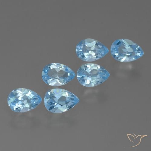 3.10ctw Natural Azul Suizo Topacio, En forma de pera, VS
