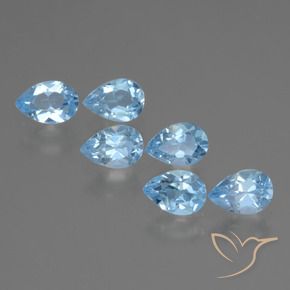 Gemas de Topacio Azul Suizo natural de 3.22 ct, En forma de pera, VS