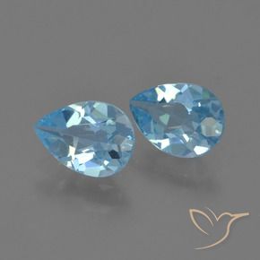 Gemas de Topacio Azul Suizo natural de 1.66 ct, En forma de pera, VVS-VS