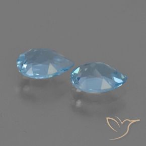 Gemas de Topacio Azul Suizo natural de 1.66 ct, En forma de pera, VVS-VS