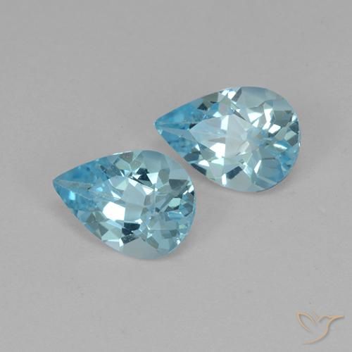 Gemas de Topacio Azul Cielo natural de 1.41 ct, En forma de pera, VS