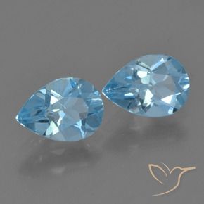 Gemas de Topacio Azul Suizo natural de 1.68 ct, En forma de pera, VS