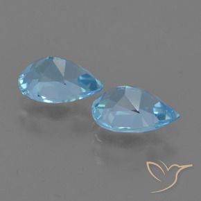 Gemas de Topacio Azul Suizo natural de 1.68 ct, En forma de pera, VS