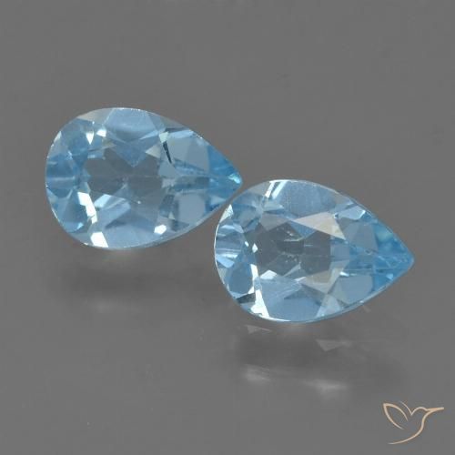 1.59ctw Natural Azul Suizo Topacio, En forma de pera, VVS-VS