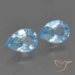 Gemas de Topacio Azul Suizo natural de 1.59 ct, En forma de pera, VVS-VS