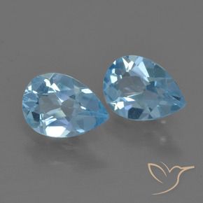 Gemas de Topacio Azul Suizo natural de 1.54 ct, En forma de pera, VS