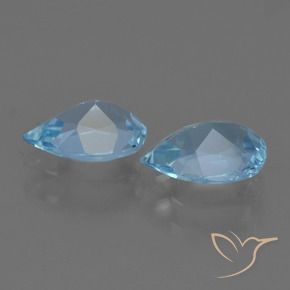 Gemas de Topacio Azul Suizo natural de 1.54 ct, En forma de pera, VS