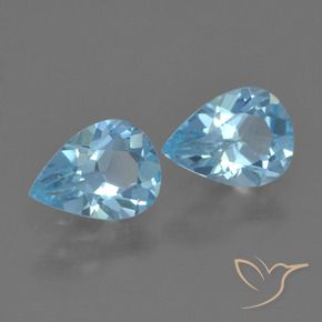 Gemas de Topacio Azul Suizo natural de 1.43 ct, En forma de pera, VS