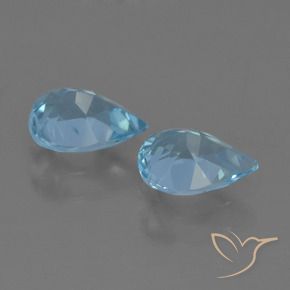 Gemas de Topacio Azul Suizo natural de 1.43 ct, En forma de pera, VS