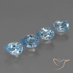 Gemas de Topacio Azul Suizo natural de 2.15 ct, En forma de pera, VS