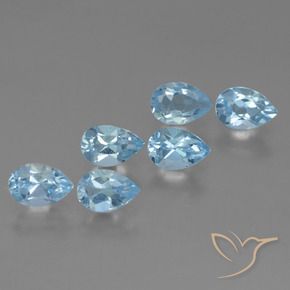 Gemas de Topacio Azul Cielo natural de 3.06 ct, En forma de pera, VS