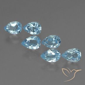 Gemas de Topacio Azul Cielo natural de 3.62 ct, En forma de pera, VS