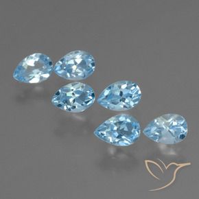 Gemas de Topacio Azul Cielo natural de 3.45 ct, En forma de pera, VS