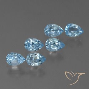 Gemas de Topacio Azul Cielo natural de 3.71 ct, En forma de pera, VS