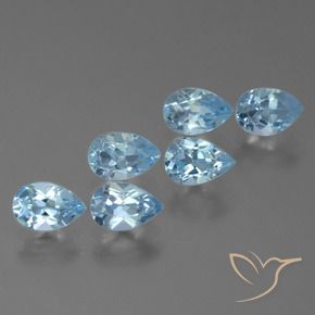 Gemas de Topacio Azul Suizo natural de 3.44 ct, En forma de pera, VS