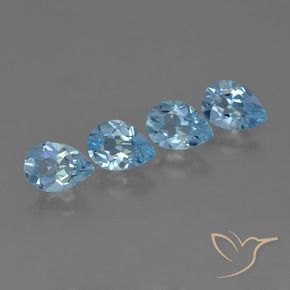 Gemas de Topacio Azul Suizo natural de 3.02 ct, En forma de pera, VS