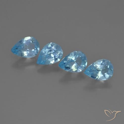 2.92ctw Natural Azul Suizo Topacio, En forma de pera, VS