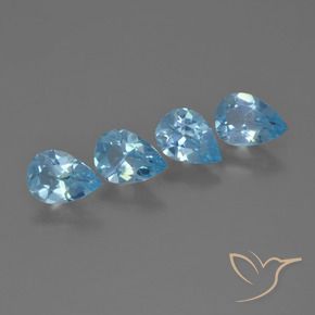 Gemas de Topacio Azul Suizo natural de 2.92 ct, En forma de pera, VS