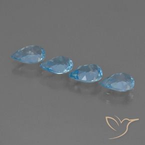 Gemas de Topacio Azul Suizo natural de 2.92 ct, En forma de pera, VS