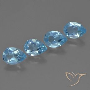 Gemas de Topacio Azul Suizo natural de 3.21 ct, En forma de pera, VS