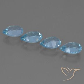 Gemas de Topacio Azul Suizo natural de 3.21 ct, En forma de pera, VS
