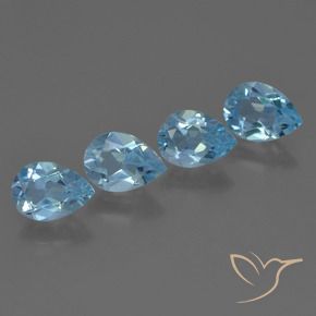Gemas de Topacio Azul Suizo natural de 3.18 ct, En forma de pera, VS