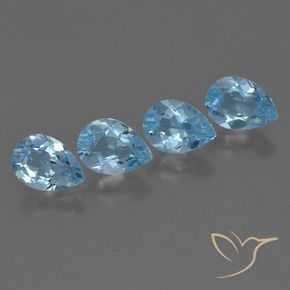 Gemas de Topacio Azul Suizo natural de 3.33 ct, En forma de pera, VS