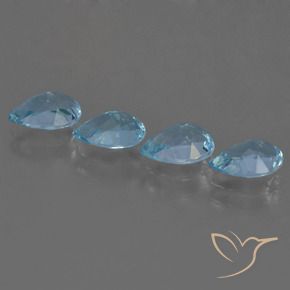 Gemas de Topacio Azul Suizo natural de 3.33 ct, En forma de pera, VS