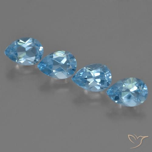 3.35ctw Natural Azul Suizo Topacio, En forma de pera, VS